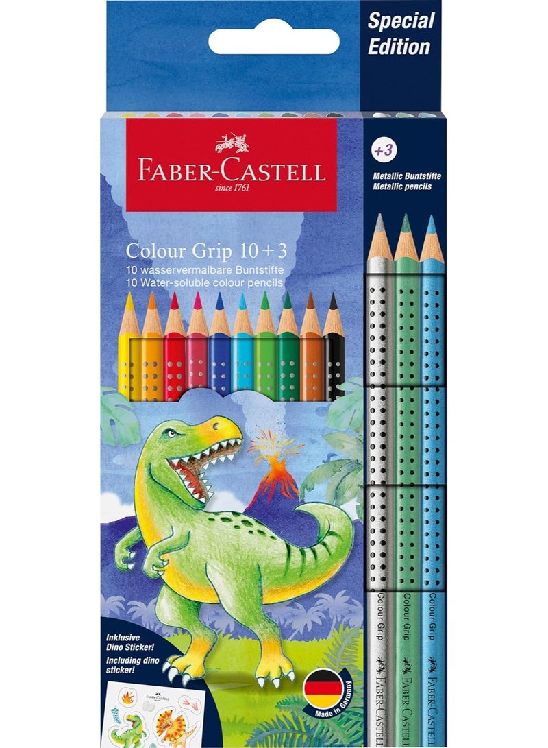 FABER-CASTELL Faber Castell-Color Grip 10 Color Pencils + 3 Color Grip Metalli - Image 1
